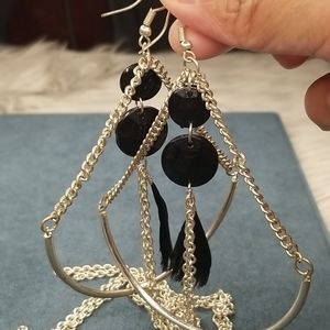 Fashion Jewelry Dangling Black Feather Earrings
